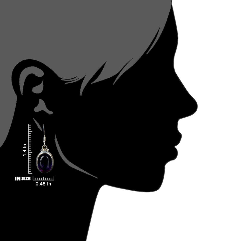 92.5 Sterling Silver oval earrings with amethyst, handcrafted for quiet luxury.