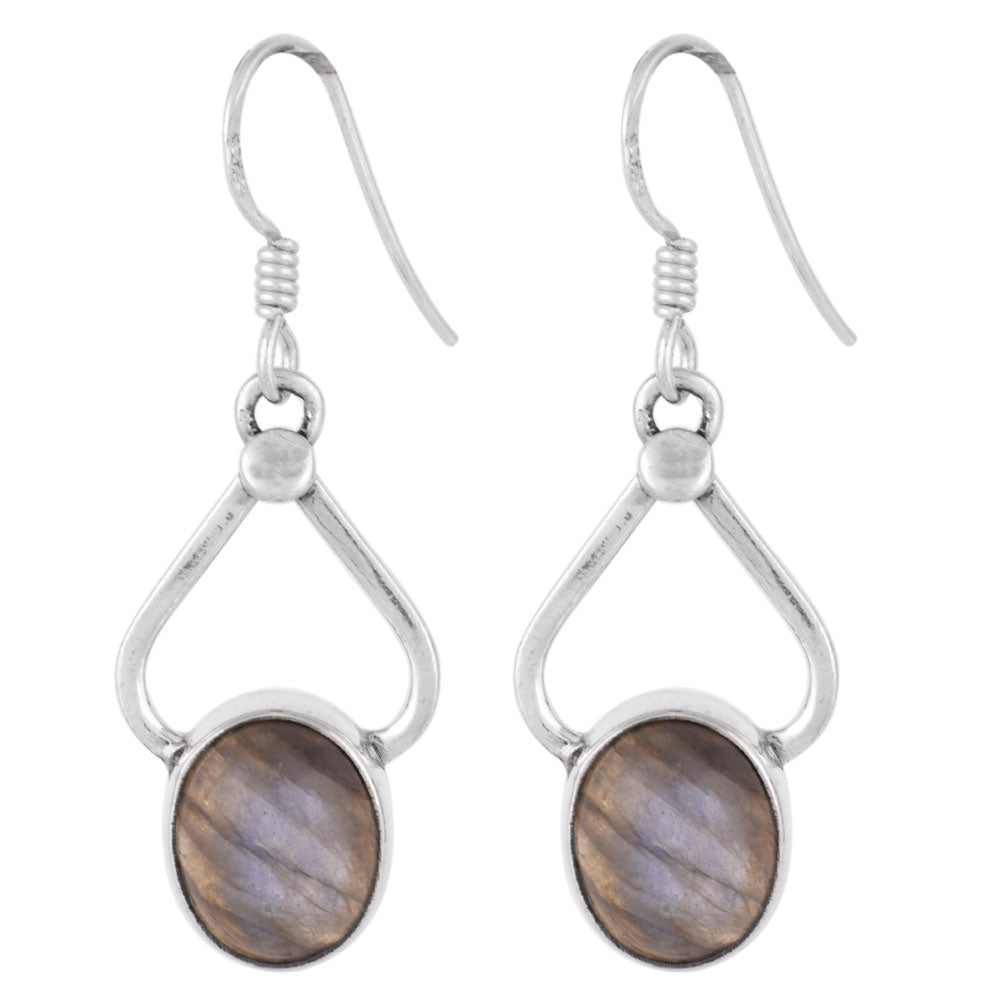 Earrings with brown picasso jasper in 92.5 Sterling Silver, hand-finished and inspired by carved windows.