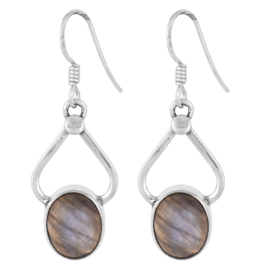 Earrings with brown picasso jasper in 92.5 Sterling Silver, hand-finished and inspired by carved windows.