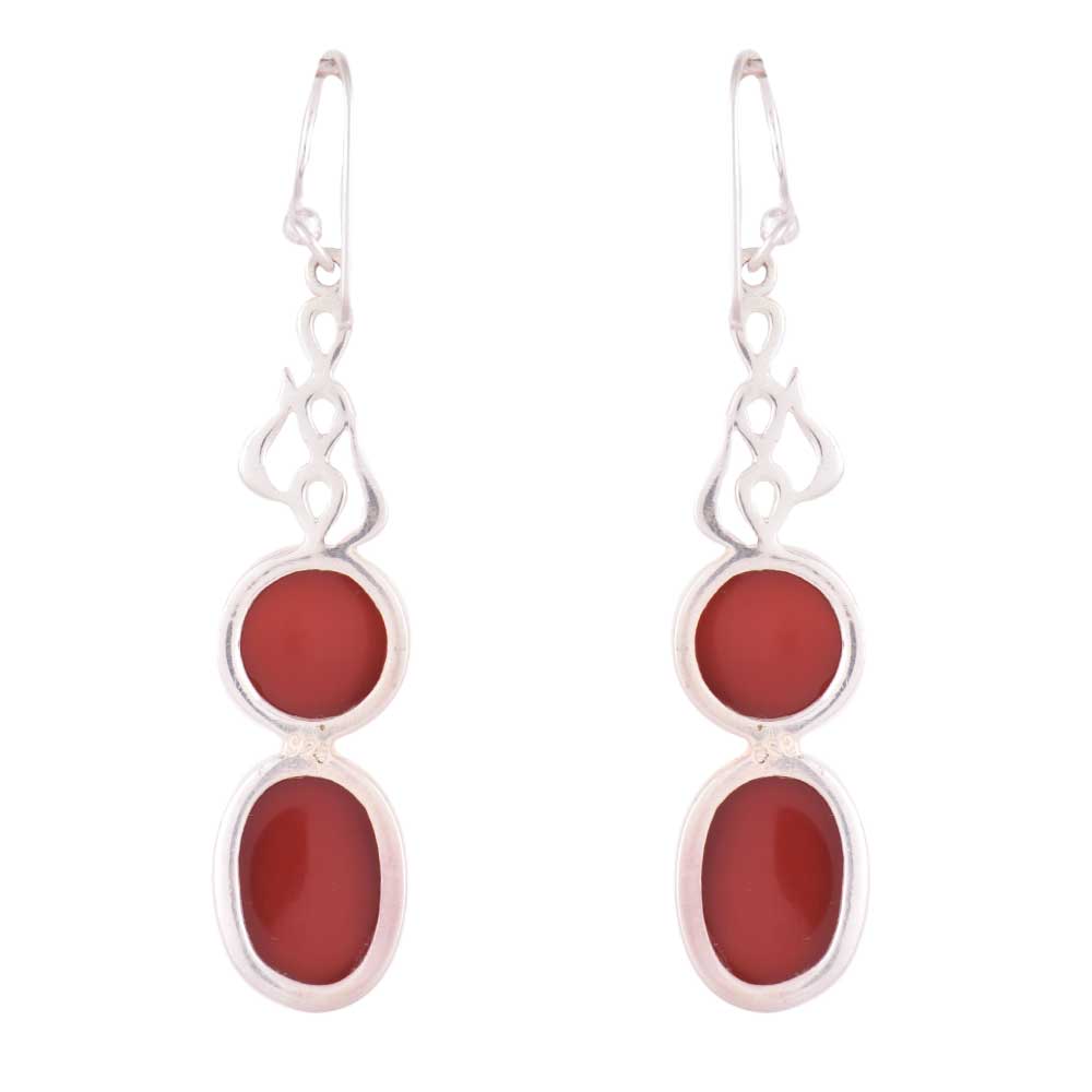 Close-up of jade set in 92.5 Sterling Silver earrings.