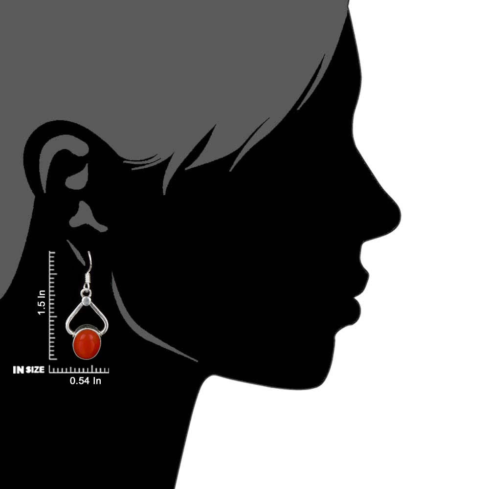 92.5 Sterling Silver earrings with carnelian, hand-finished for quiet luxury.