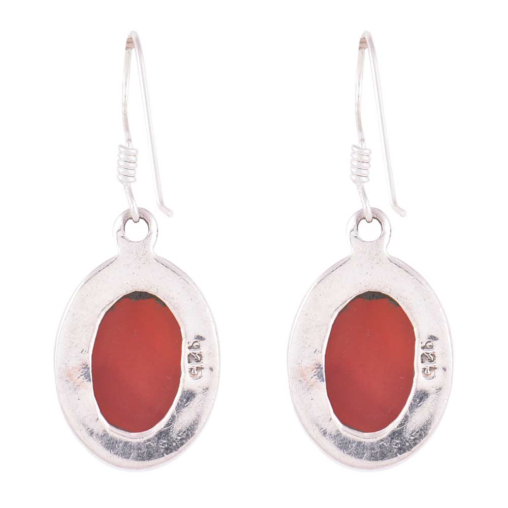 Close-up of jade set in 92.5 Sterling Silver earrings.