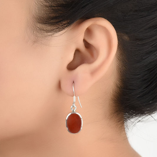 92.5 Sterling Silver oval earrings front view