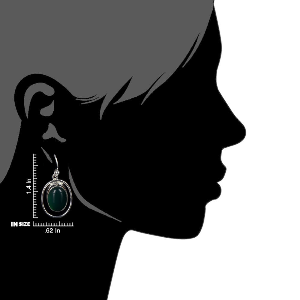 Side profile of handcrafted green onyx earrings