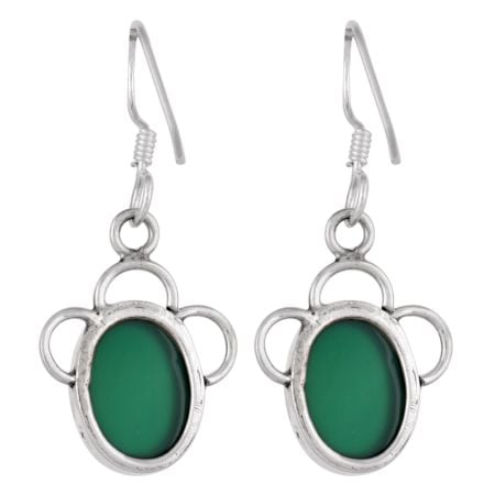 Side profile of handcrafted green aventurine modern earrings