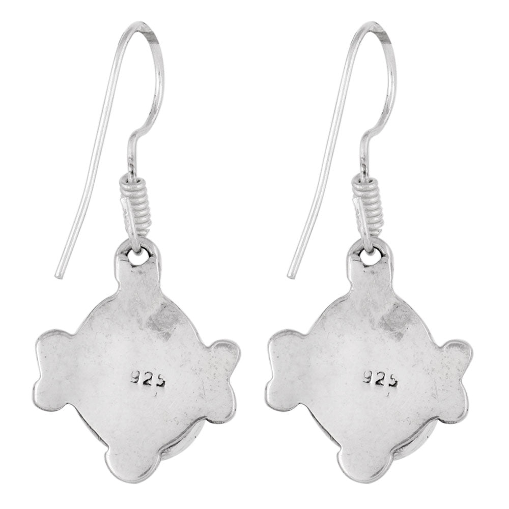 Close up of handmade jade earrings in 92.5 Sterling Silver