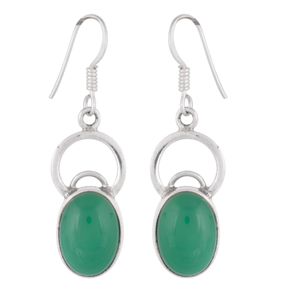 92.5 Sterling Silver aventurine earrings front view