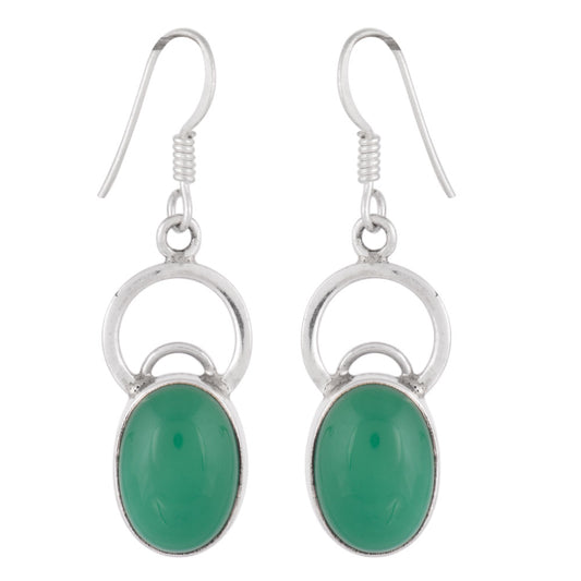 92.5 Sterling Silver aventurine earrings front view