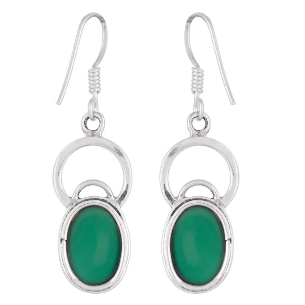 Close up of handmade aventurine earrings in 92.5 Sterling Silver