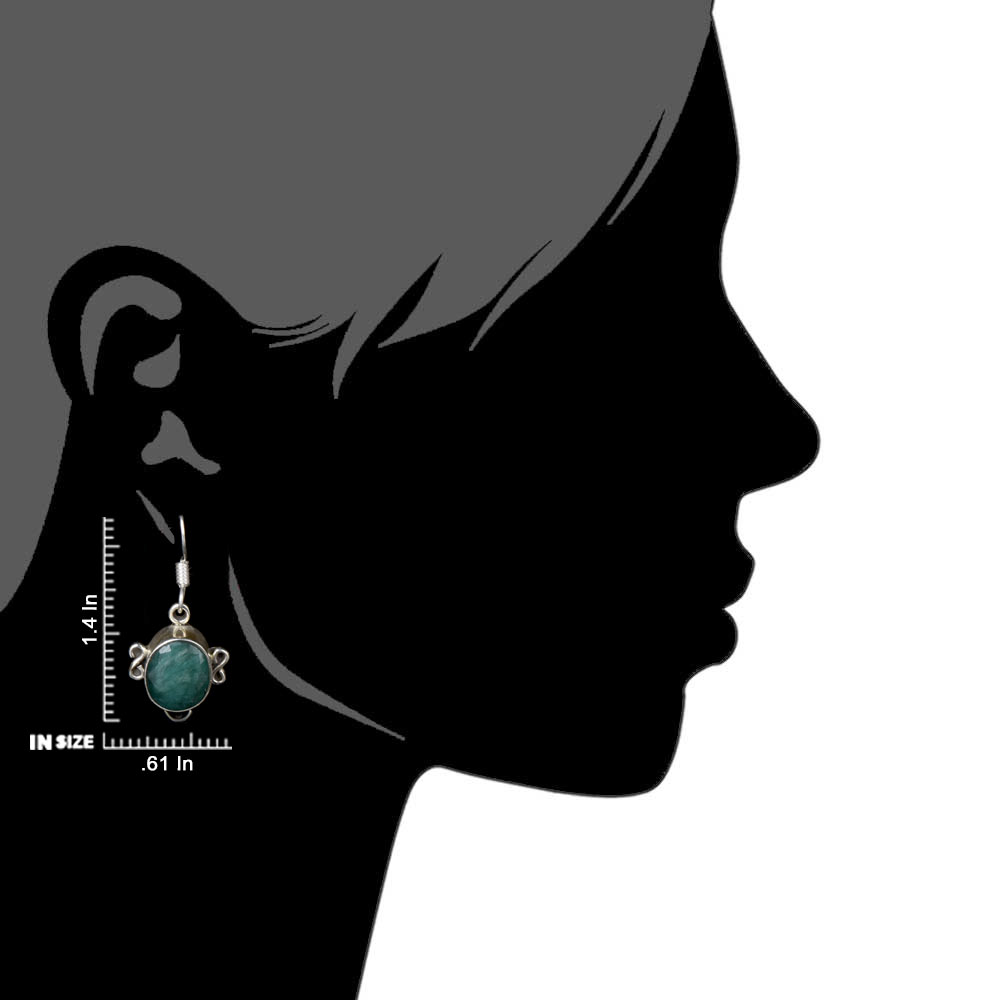 Side profile of handcrafted green aventurine earrings