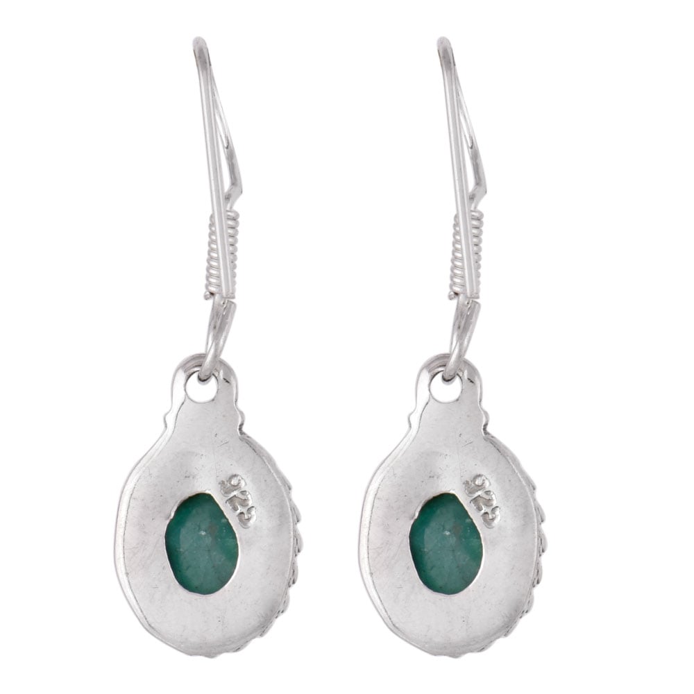 Side profile of handcrafted green onyx earrings
