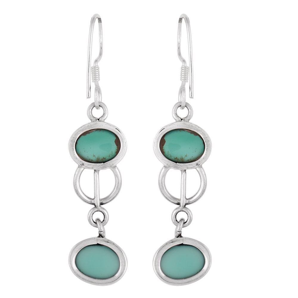 Side profile of handcrafted natural green aventurine earrings