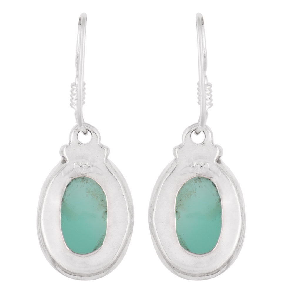 Side profile of handcrafted green onyx teardrop earrings