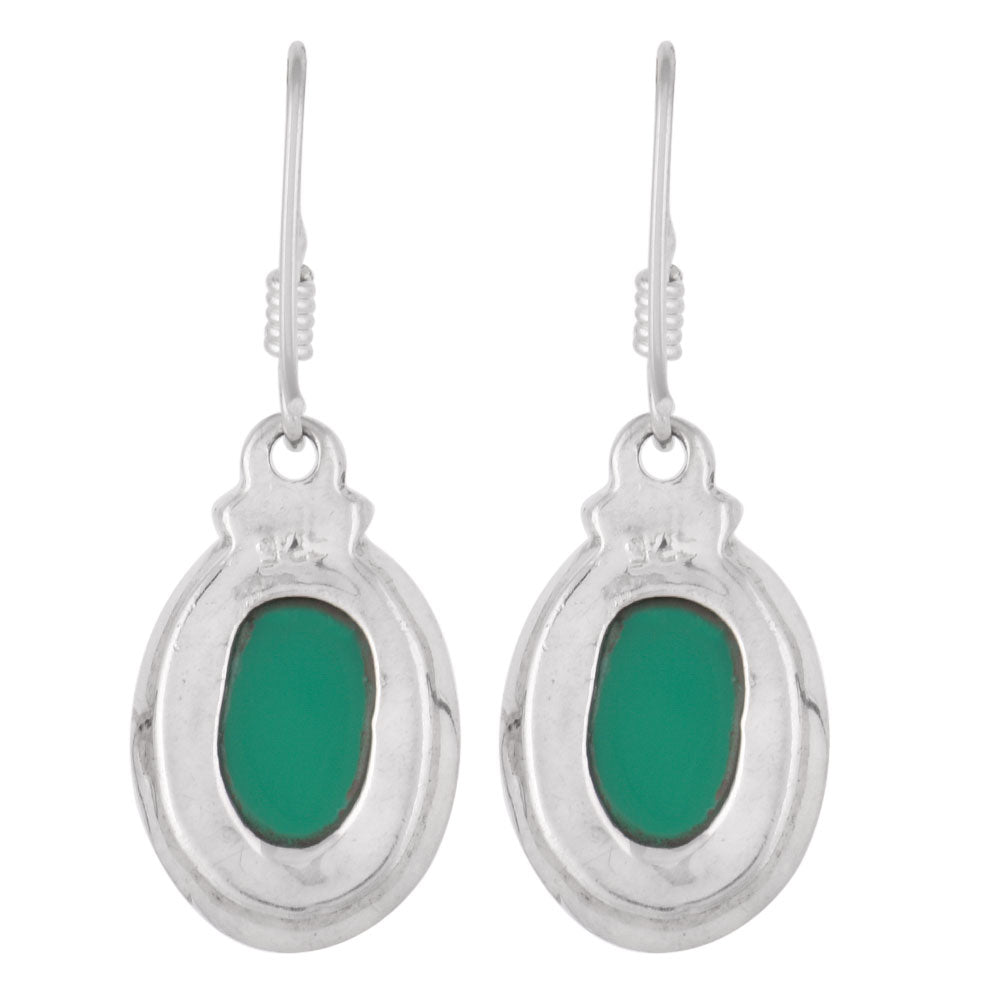 Side profile of handcrafted green onyx earrings