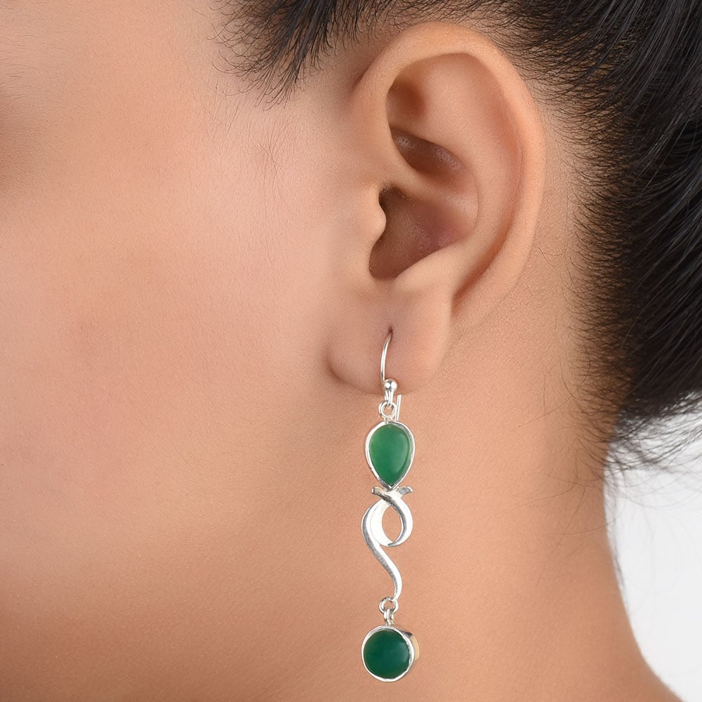 92.5 Sterling Silver onyx earrings front view