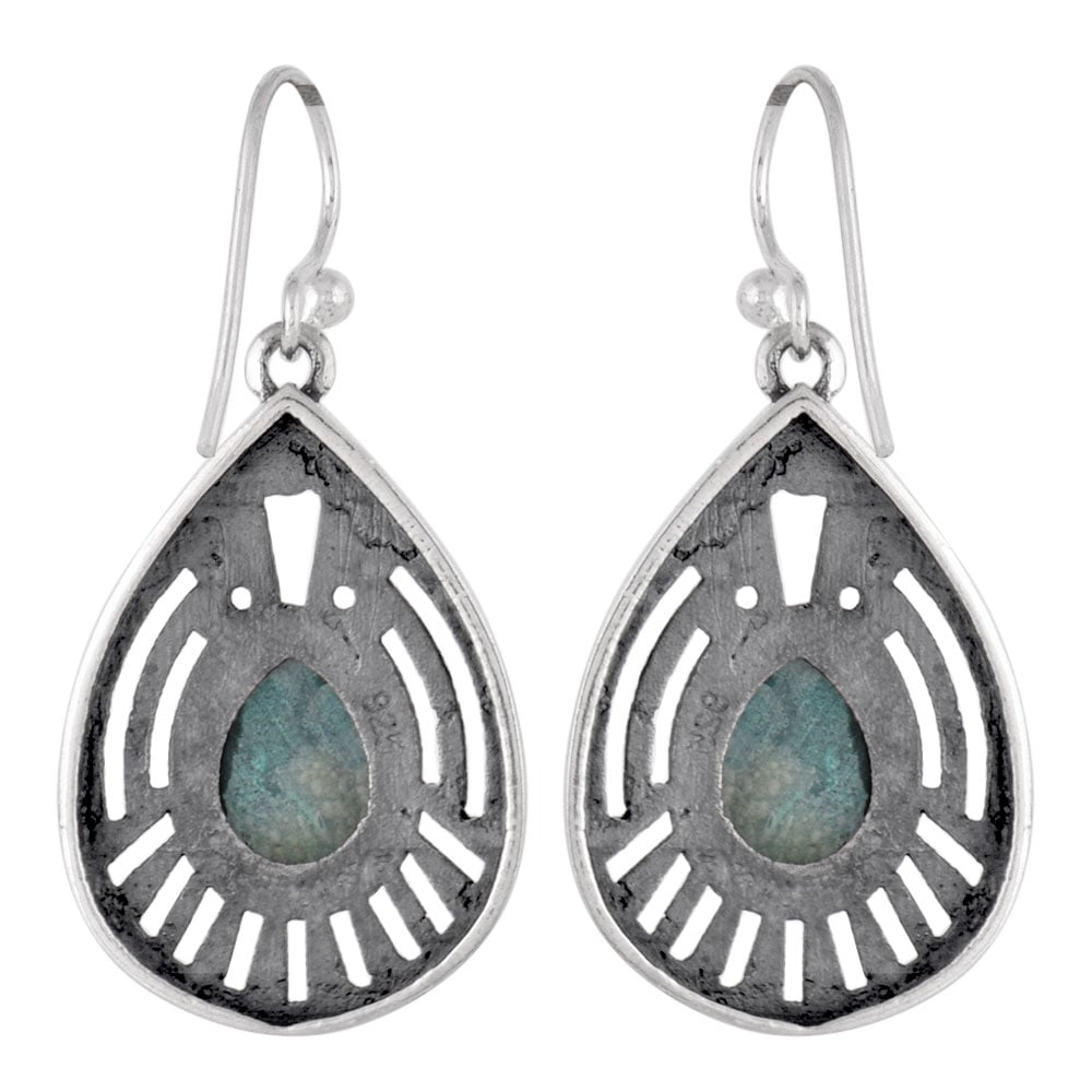 Close up of Malachite stone set in sterling silver drop