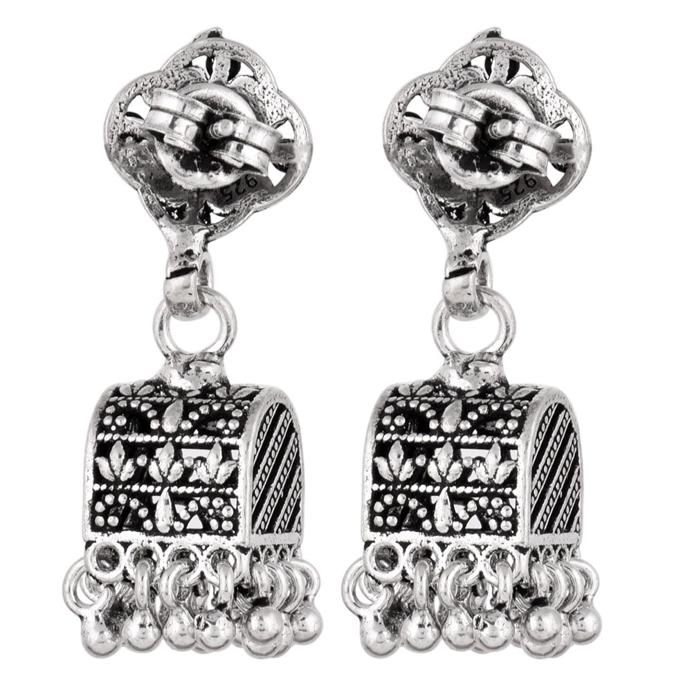 Close up of floral detailing on 92.5 Sterling Silver earrings