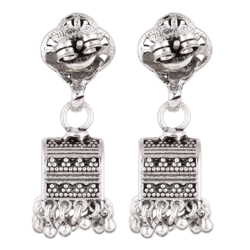 Close up of floral detailing on 92.5 Sterling Silver earrings