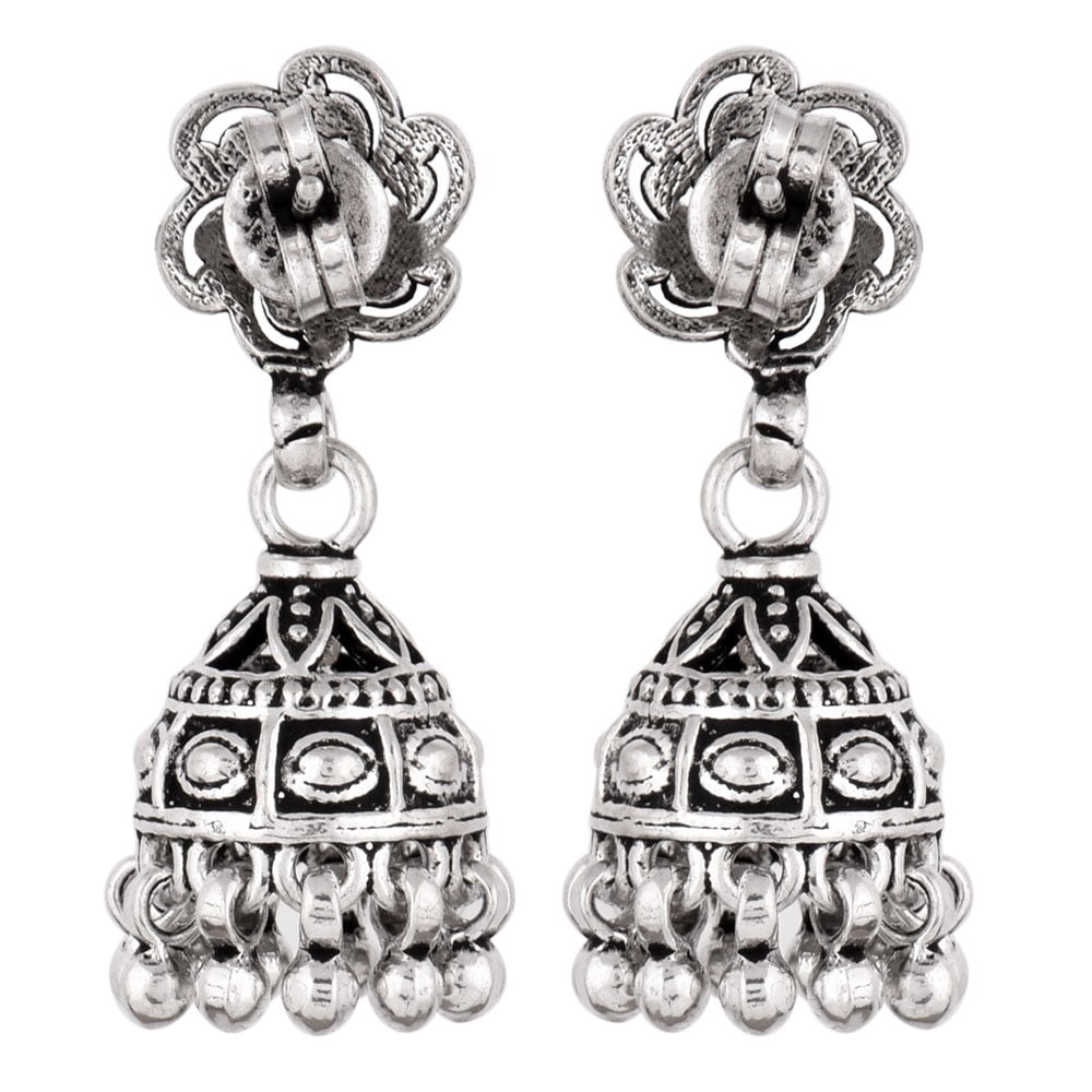 Close up of floral detailing on 92.5 Sterling Silver earrings