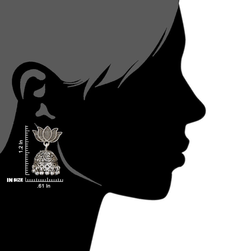 Pair of handcrafted 92.5 Sterling Silver earrings with Lotus