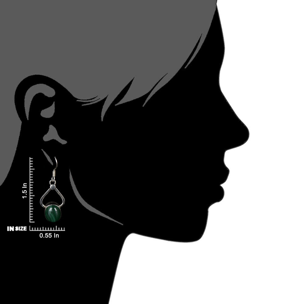 Pair of Malachite Earrings highlighting Malachite and textured silver