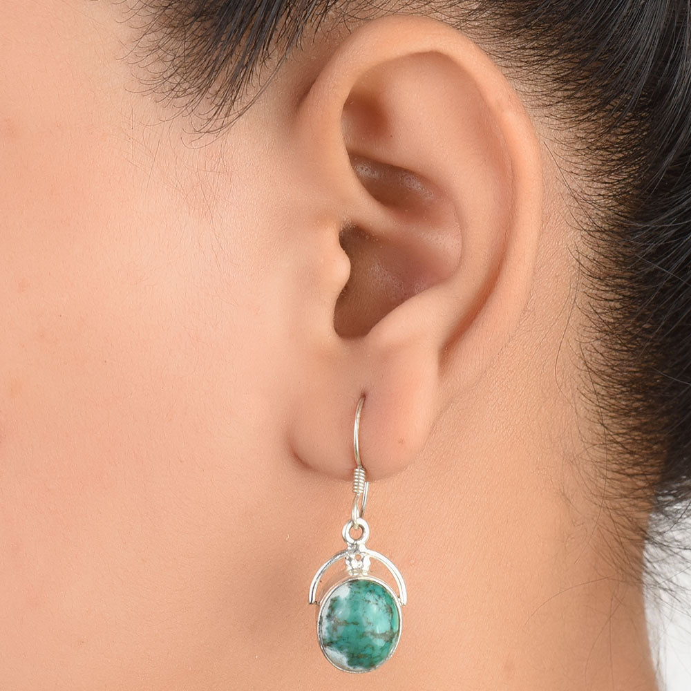 Front view of Jade Earrings handcrafted in 92.5 Sterling Silver