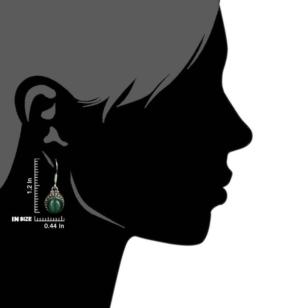 Pair of Malachite Floral Drop Earrings highlighting Malachite and textured silver