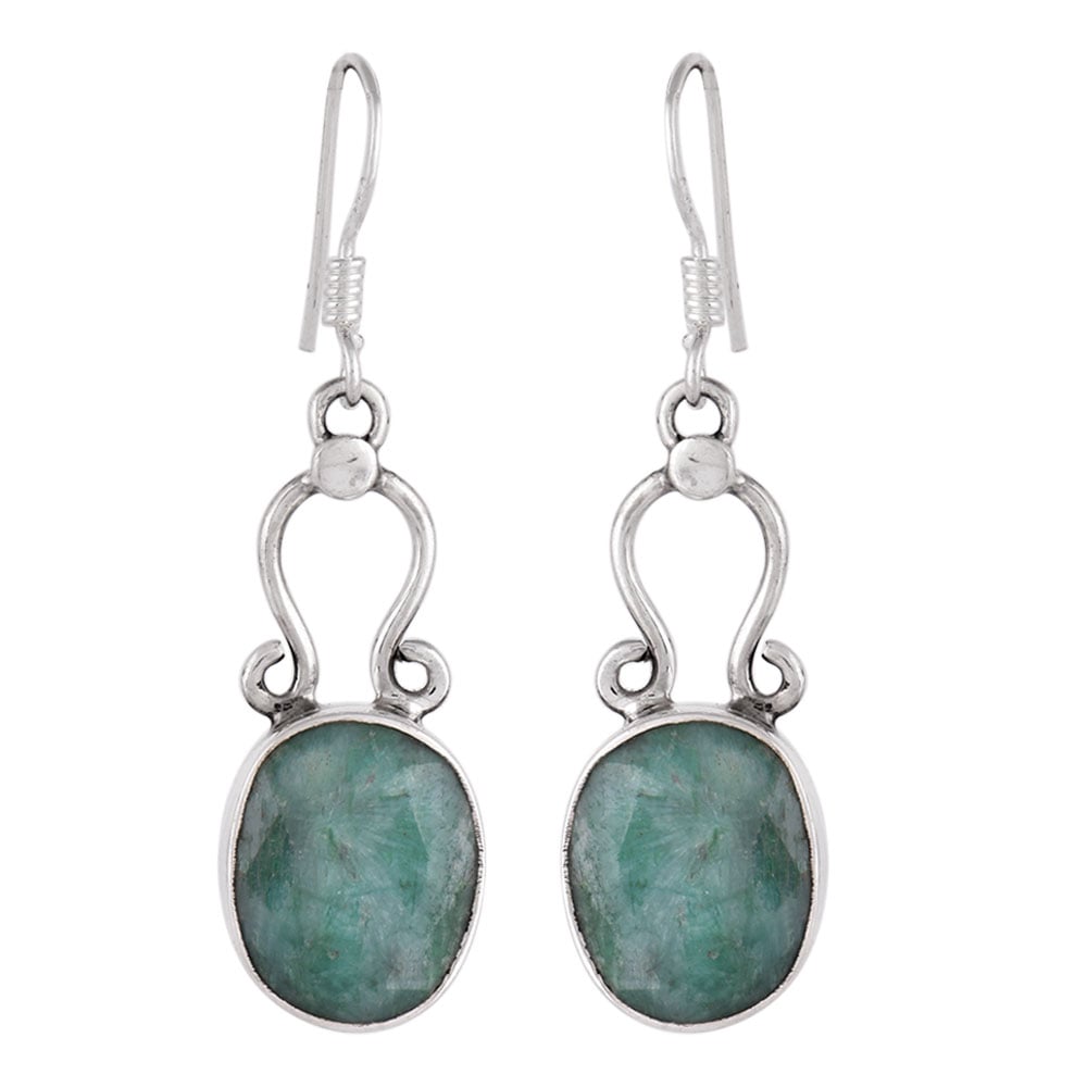 Side profile of Malachite Floral Drop Earrings showing Malachite setting in 92.5 Sterling Silver