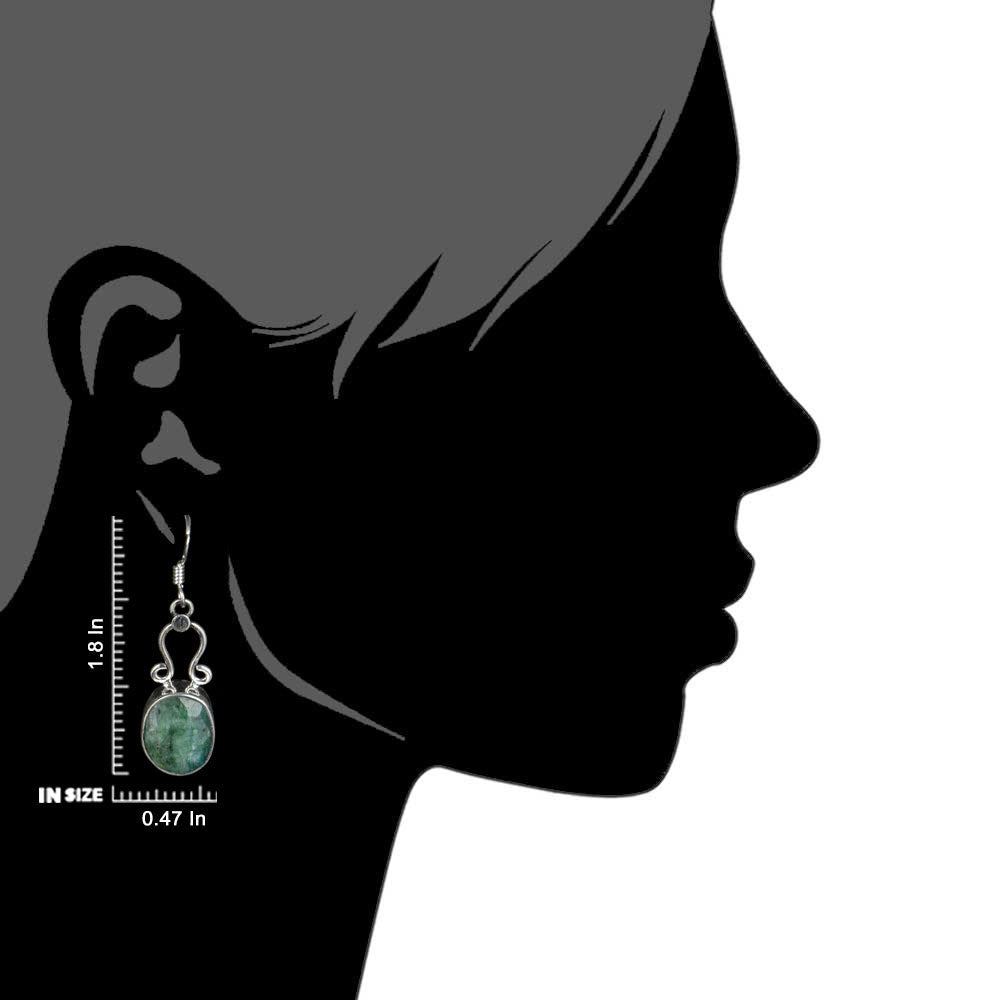 Pair of Malachite Floral Drop Earrings highlighting Malachite and textured silver