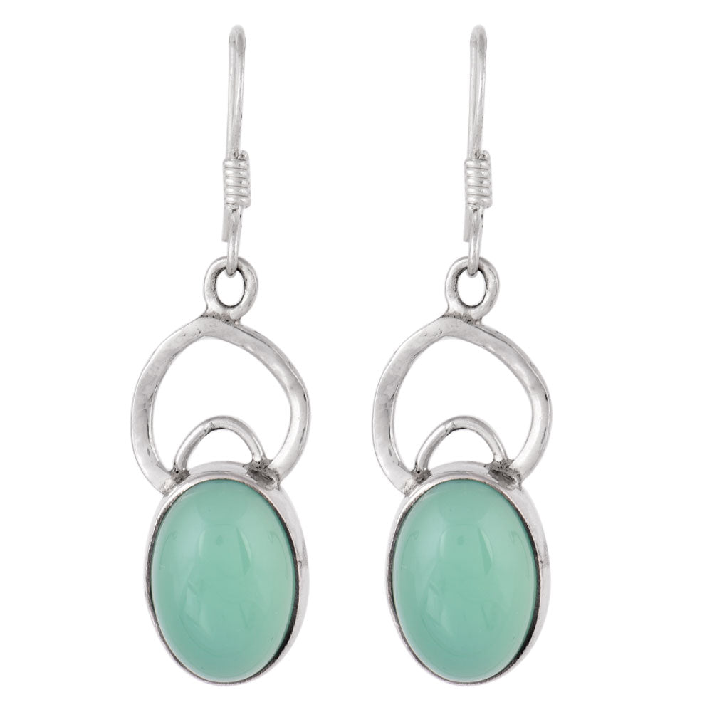 Side profile of Oval Earrings showing Oval setting in 92.5 Sterling Silver