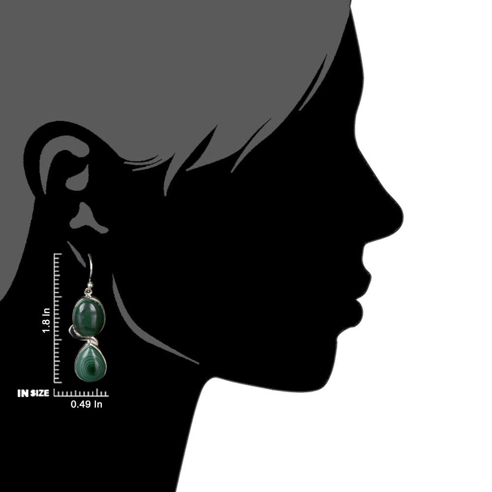 Pair of Malachite Earrings highlighting Malachite and textured silver