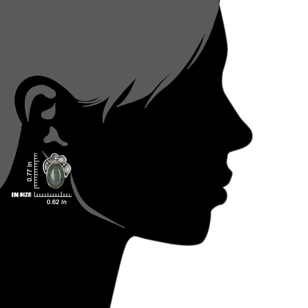 Pair of Eventurine Single Drop Earrings highlighting Eventurine and textured silver