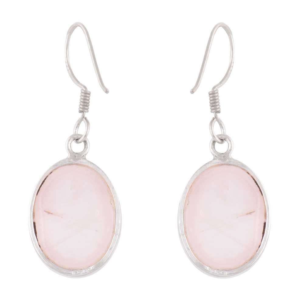 Close up of Rose Quartz stone set in sterling silver teardrop