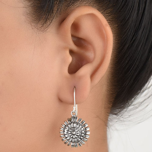 Front view of Floral Drop Earrings in 92.5 Sterling Silver