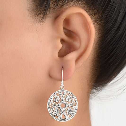 Front view of Round Hoop Earrings in 92.5 Sterling Silver