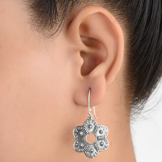 heritage floral patterns symbol earrings in 92.5 Sterling Silver