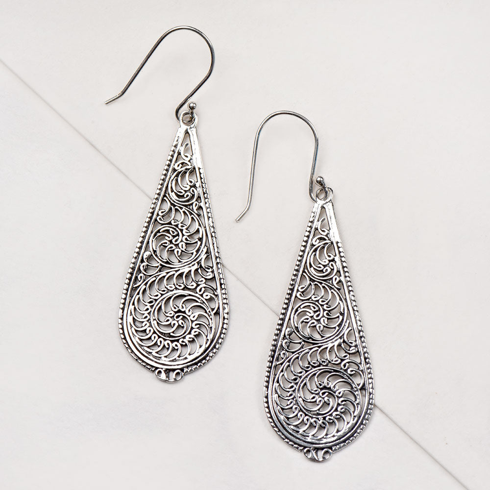 heritage filigree design earrings in 92.5 Sterling Silver