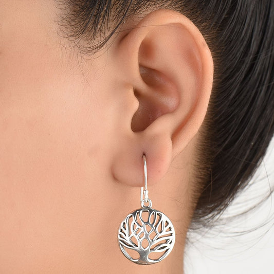 handcrafted the Tree of Life pattern earrings in 92.5 Sterling Silver
