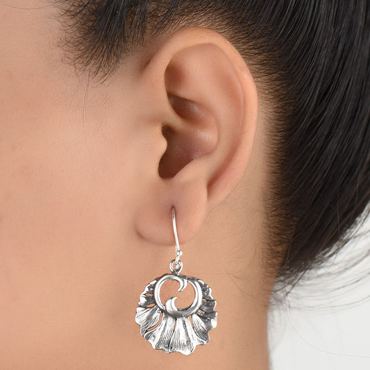 elegant leaf patterns design earrings in 92.5 Sterling Silver
