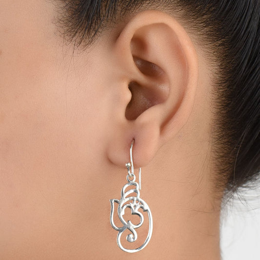artistic modern fusion of tradition symbol earrings in 92.5 Sterling Silver
