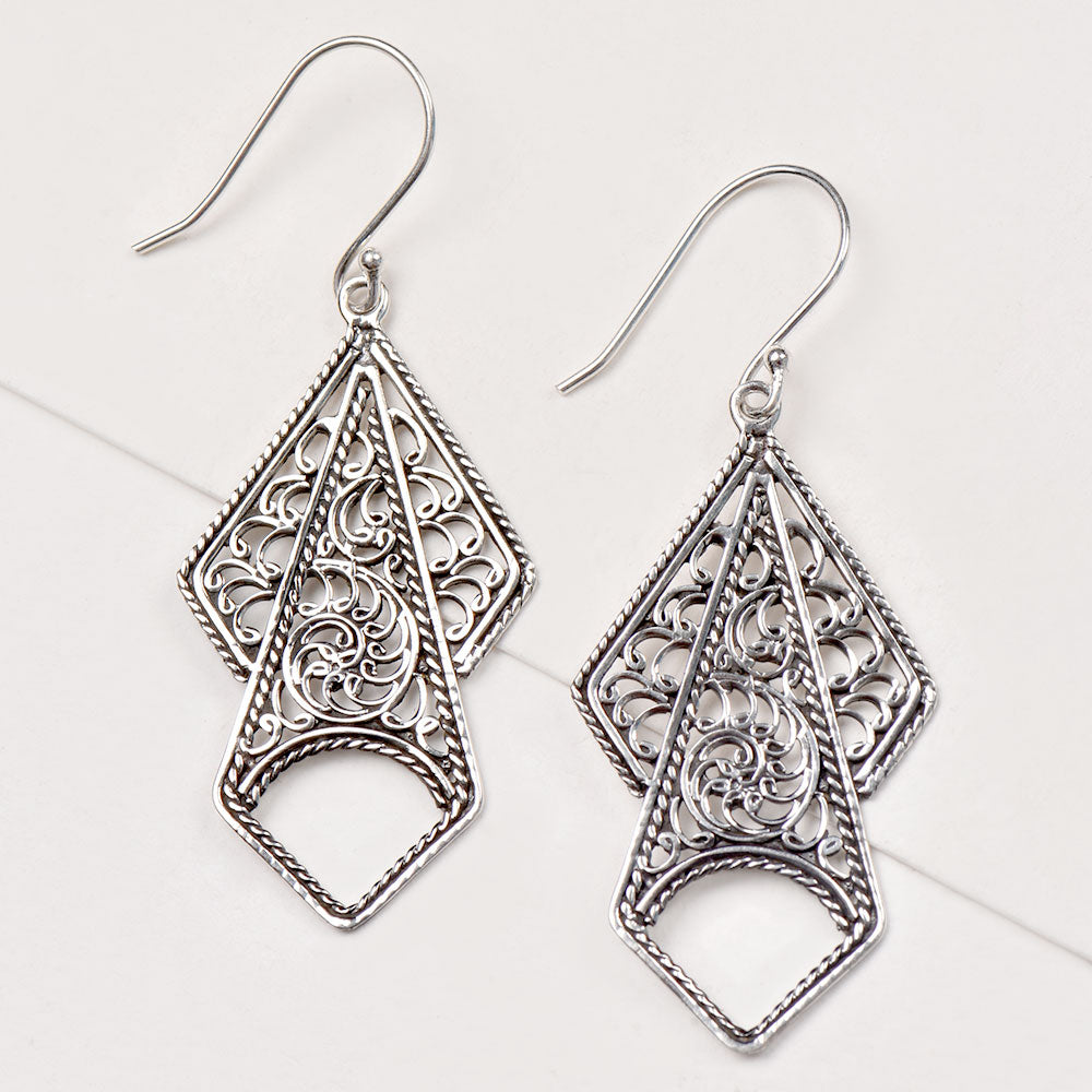 artistic geometric designs symbol earrings in 92.5 Sterling Silver