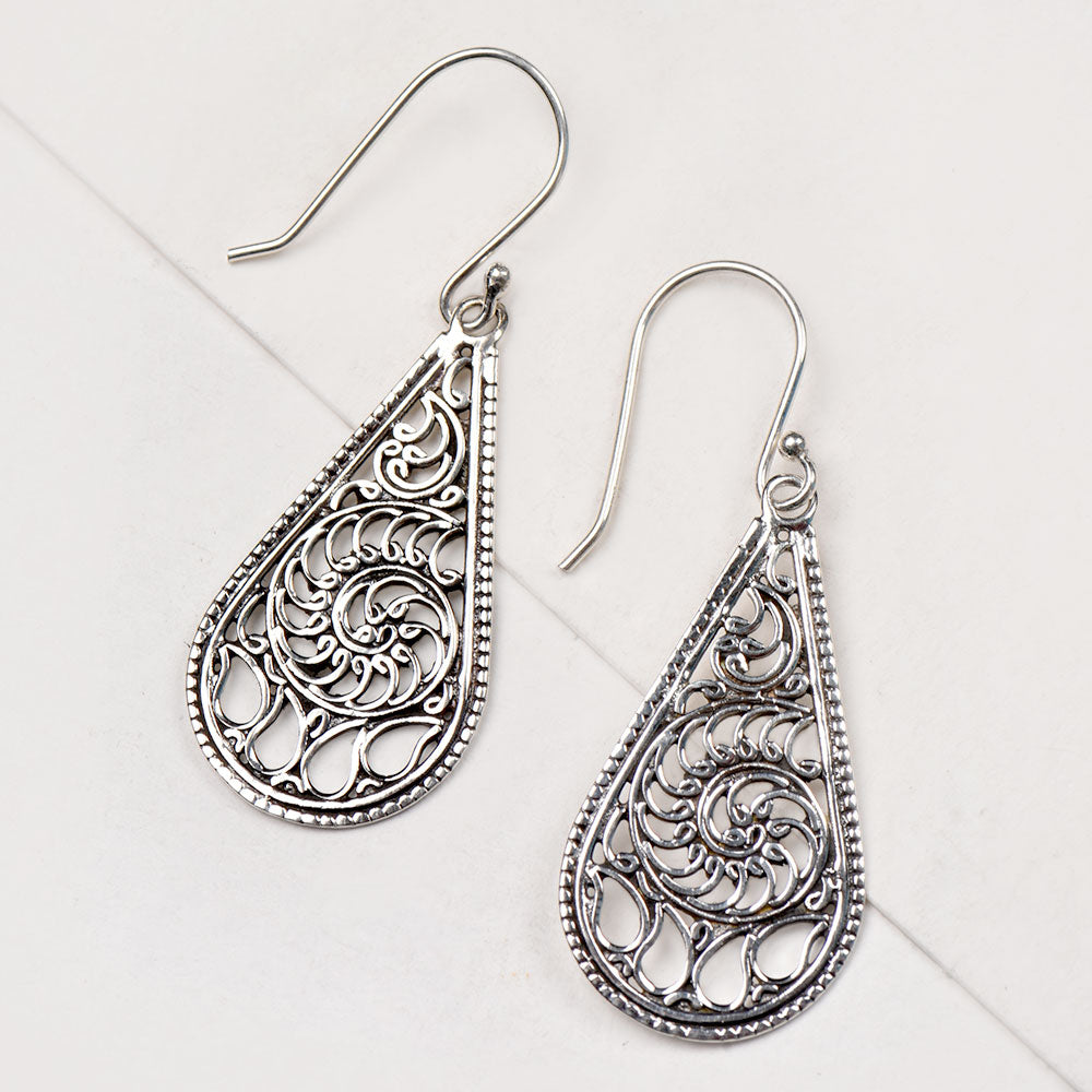 Close up of handcrafted Scrolled Tear detailing