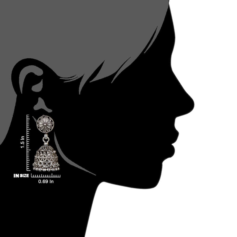 Artisanal finish on Floral 92.5 Sterling Silver earrings