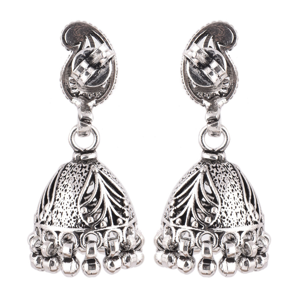 jhumki earrings with floral detailing crafted in 925 sterling silver
