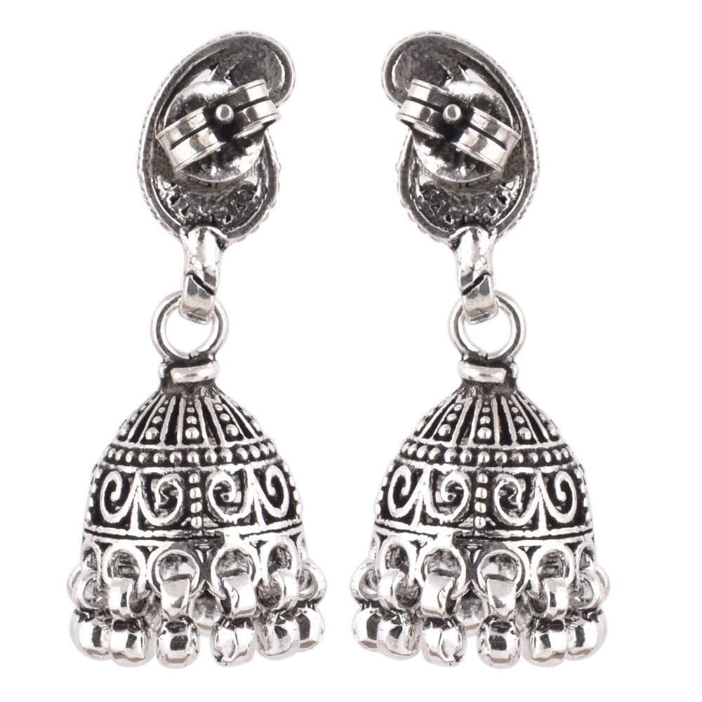 jhumki earrings with crescent-inspired detailing crafted in 925 sterling silver