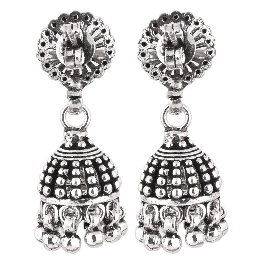 jhumki earrings with engraved design crafted in 925 sterling silver