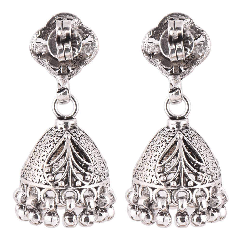 jhumki earrings with handcrafted detailing crafted in 925 sterling silver