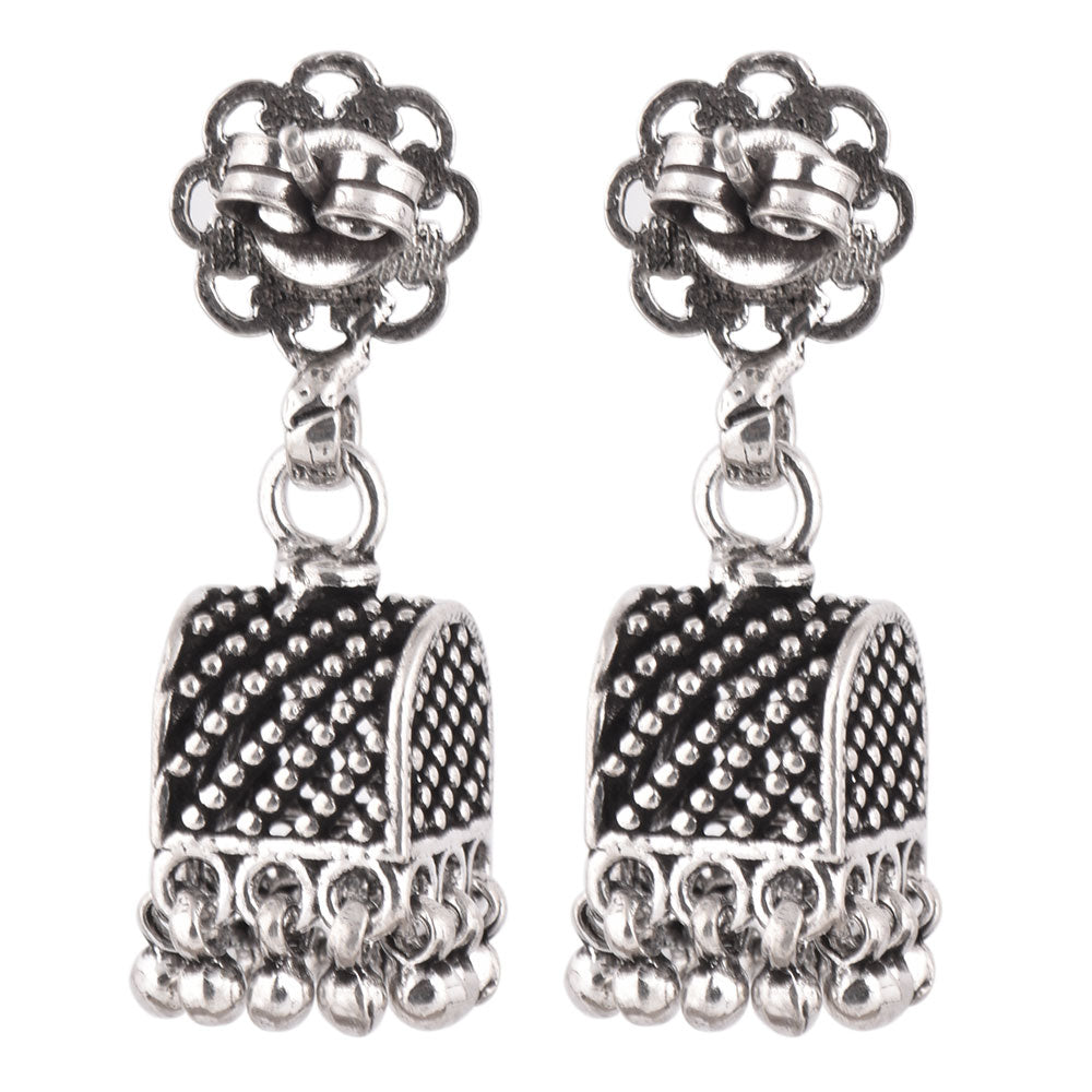 jhumki earrings with semi circle design crafted in 925 sterling silver
