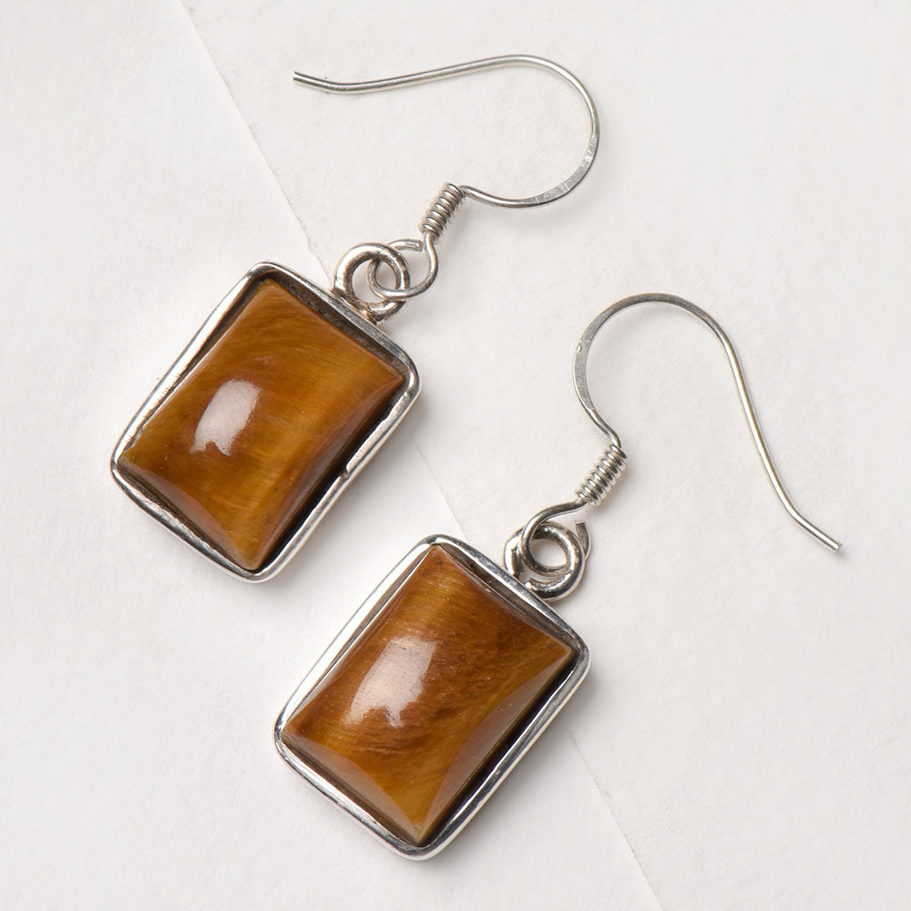 Closeup of Square Earrings showcasing the detailed square motif and 92.5 Sterling Silver finish