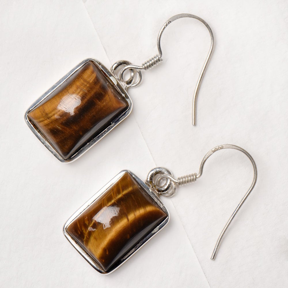 Closeup of Square Earrings showcasing the detailed square motif and 92.5 Sterling Silver finish